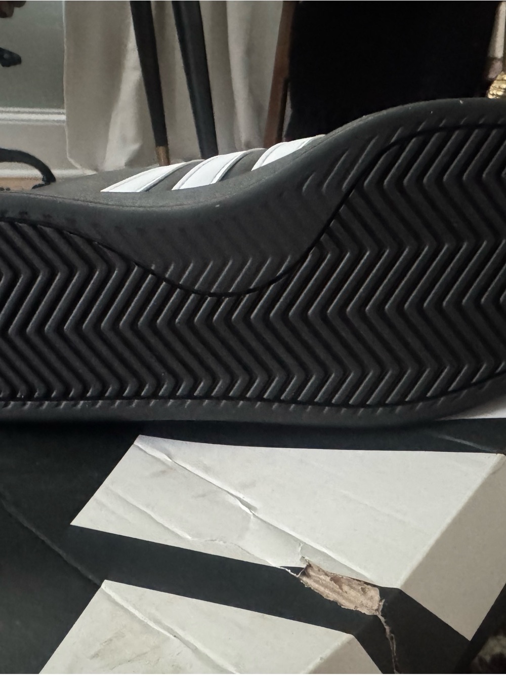 adidas Black Sneakers with White Stripes and Gold Logo - Picture 4 of 4